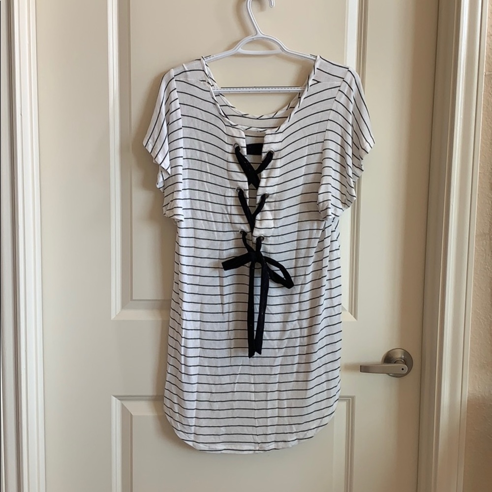 Striped tee with tie back
